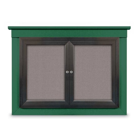 United Visual Products 24"x36" 1-Door Enclosed Outdoor Letterboard, Hdr, Green Felt/Black UV1175HDPLUS-BLACK-GREEN